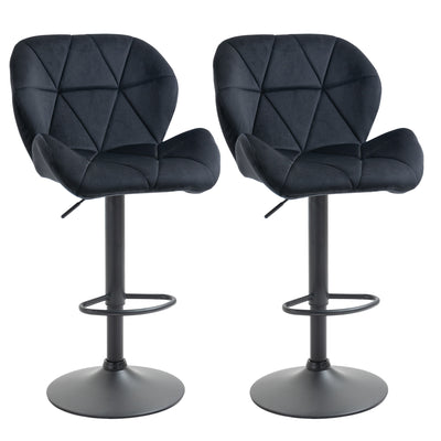 Bar Stool Set of 2 Fabric Adjustable Height Armless Upholstered Counter Chairs with Swivel Seat