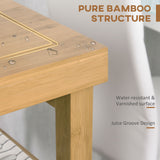 Bamboo Rolling Kitchen Island Trolley with Drawers & Shelves