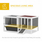 Rabbit Hutch, Wooden Guinea Pig Cage with Run, Pull Out Tray and Ramp