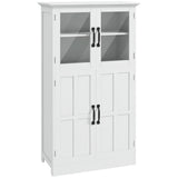 Modern Sideboard Cabinet, Freestanding Sideboards and Buffets with Glass Doors, 4-tier Shelving and Adjustable Shelves