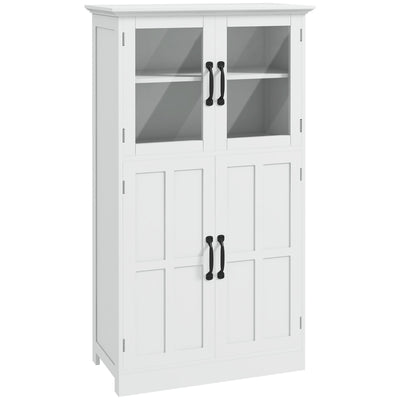 Modern Sideboard Cabinet, Freestanding Sideboards and Buffets with Glass Doors, 4-tier Shelving and Adjustable Shelves