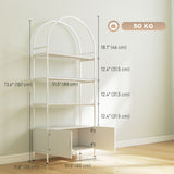 4-Tier Arched Shelving Unit with Cabinet, 31.5