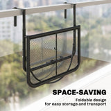 Table de rambarde suspendue à balcon ajustable, Petit bureau mural métallique avec support de rangement