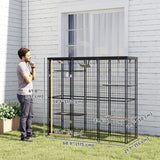 Catio extérieur/intérieur en treillis avec couverture imperméable, 4 plateformes de saut, 69