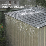 5x7 Garden Shed, Lean-to Metal Storage with Foundation, Sliding Door & 2 Vents for Garden Tools