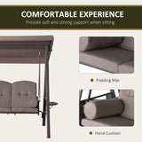3 Seater Porch Swing Heavy Duty Outdoor Swing Chair Outdoor Lounge Hammock Cushioned Seat W/ Tilt Canopy