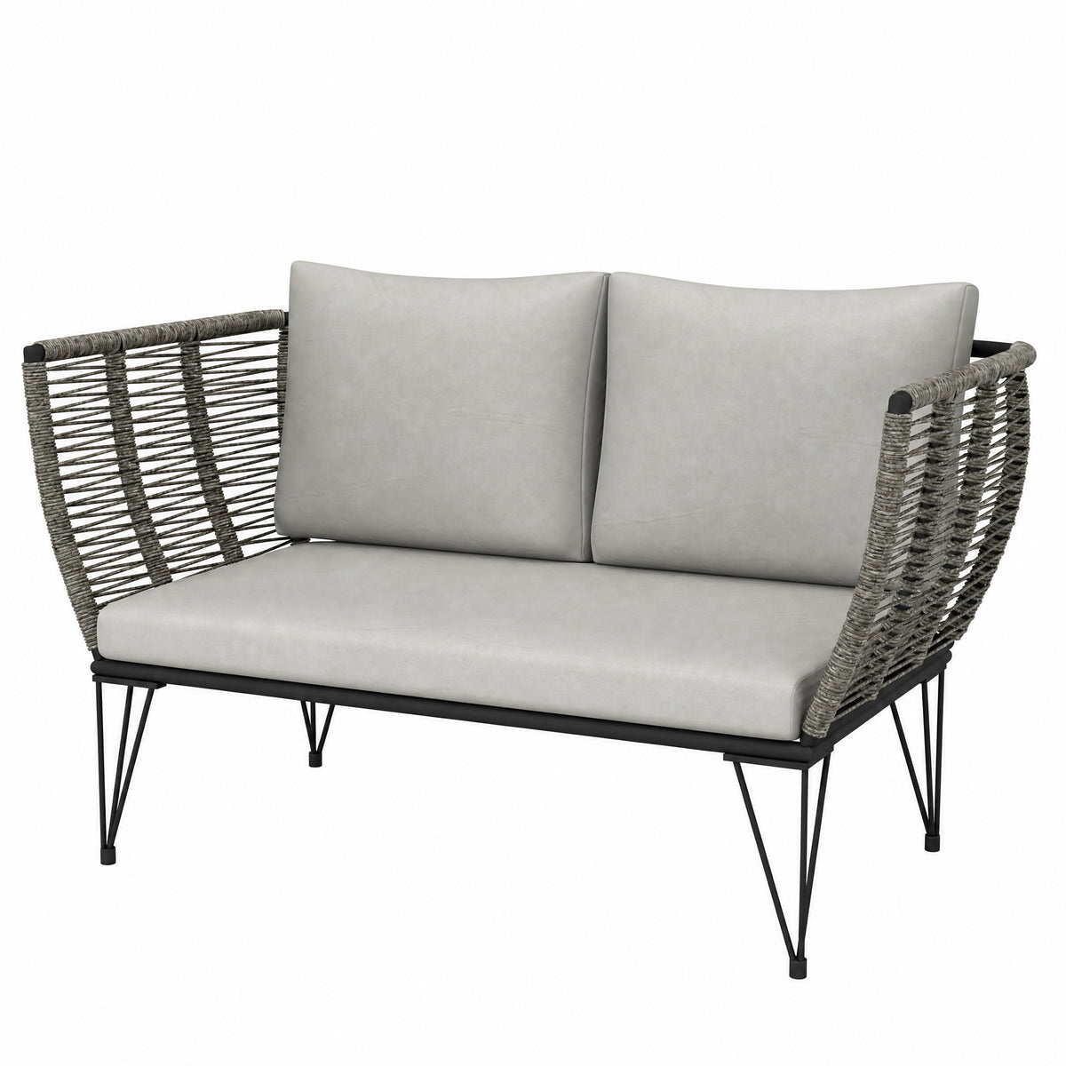 Outdoor Couch Patio Sofa with Cushions, 2 Seater Patio Furniture Loveseat with Galvanized Steel Frame