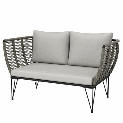 Outdoor Couch Patio Sofa with Cushions, 2 Seater Patio Furniture Loveseat with Galvanized Steel Frame