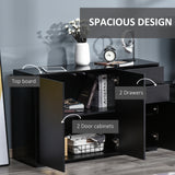Buffet de cuisine, meuble de rangement, bar à café moderne avec design push-open et 2 tiroirs pour salon
