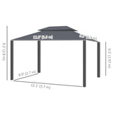 Gazébo patio 13' x 10', structure aluminium robuste