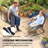 Ensemble de 2 Chaises Berçantes Pliantes avec Rocailles Rembourrées et Accoudoirs