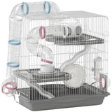 3-Tier Hamster Cage, Portable Gerbil Cage with Exercise Wheels