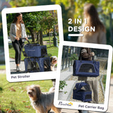 3-in-1 Double Pet Stroller for Small Miniature Dogs Cats with Removable Carrier, Foldable Travel Carrier Bag