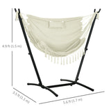 Patio Hammock Chair with Stand, Outdoor Hammock Swing Hanging Lounge Chair with Side Pocket and Headrest