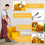 Mop Bucket with Wringer on Wheels for Floor Cleaning, 21 Quart Side Press Wringer with Handle and Mop