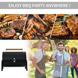 Outdoor Charcoal BBQ Grill, Tabletop Folding Barbecue Grill with Handle, 17.3