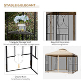 10x10ft Patio Gazebo, Yard Sun Shade Steel Frame w/ Mosquito Netting and Storage Tray