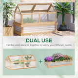 Kit de lit de fleurs de jardin surélevé avec serre, bac à plantes châssis froid en bois avec toit ouvert, 48
