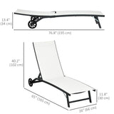 Outdoor Lounge Chair Set of 2, Tanning Chair with Wheels, Breathable Mesh for Patio