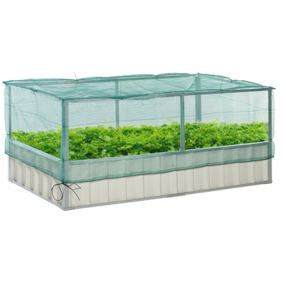 Raised Garden Bed, 5.7 x 3 x 2.3ft Steel Planter Box Outdoor with Cover