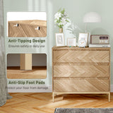 Commode de chambre avec conception anti-basculement, armoire de rangement avec 3 tiroirs pour salon, bois naturel