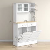 Kitchen Cabinet with Charging Station, 2 Tilt Out Cabinets, Microwave Stand