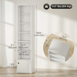 7-Tier Bookcase, Display Shelf Unit with Adjustable Shelf and Cabinet