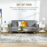 Nightstand Set of 2, Modern Bedside Table with Drawer and Shelf