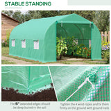 15' x 10' x 7' Walk-in Greenhouse Outdoor Plant Tunnel Warm Hot House w/ Roll Up Door and 6 Mesh Windows, Steel Frame