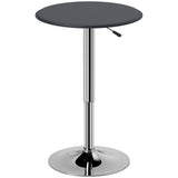 Modern Round Bar Table Adjustment Height Home Pub Bistro Desk Faux Leather Covered Wooden Top Chrome Base