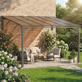11' x 10' Outdoor Pergola, Wall Mounted Hardtop Lean-to Gazebo with Polycarbonate Roof and Metal-Aluminium Frame