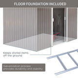 Remise de rangement de jardin 9'x6,3' avec fondation au sol, maison de rangement pour outils en métal gris blanc