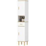 Tall Bathroom Storage Cabinet, Freestanding Bathroom Cabinet with Drawer, Adjustable Shelves, Open Compartment