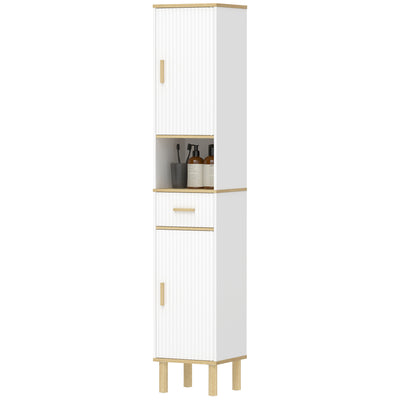 Tall Bathroom Storage Cabinet, Freestanding Bathroom Cabinet with Drawer, Adjustable Shelves, Open Compartment