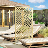 Metal Outdoor Privacy Screen, Freestanding Outdoor Divider with Stand, 79