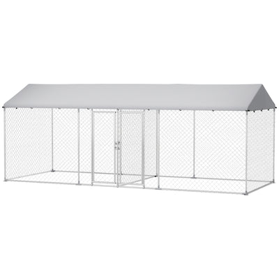 Outdoor Dog Kennel with Two Rooms, Escape-Proof Lock