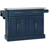 Rolling Kitchen Island with Storage and Stainless Steel Top, Kitchen Trolley with Drawers
