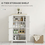 Bathroom Storage Cabinet, Modern Bathroom Floor Cabinet with 4 Doors and 2 Adjustable Shelves