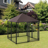 Outdoor Dog Kennel, Welded Wire Steel Fence, Lockable Pet Playpen Crate, 4.6ft x 4.6ft x 5ft
