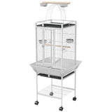 61.5 Inch Bird Cage Parakeet House for Cockatiel with Stand, Pull Out Tray, Storage Shelf, Wood Perch