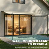 11.5' x 8.2' Outdoor Pergola, Wall Mounted Lean to Pergola with Metal Frame