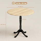 Dining Table for 2-4 People, Modern Round Kitchen Table with Pedestal Steel Base