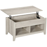 Lift Top Coffee Table with Hidden Storage Compartment and Open Shelves