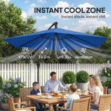 9.7 ft Offset Patio Umbrella with Water/Sand Fillable Weights, Garden Hanging Parasol with Locking Latch