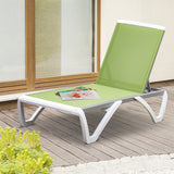 Outdoor Chaise Lounge Chair, Patio Aluminum Tanning Chair with 5-Level Adjustable Back, Portable Wheels, Breathable Mesh Fabric