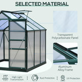 Serre en polycarbonate transparent 6,2' x 6,3' x 6,6' grande serre de promenade de jardin cadre à feuille galvanisée avec porte coulissante