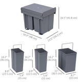 Poubelle coulissante sous évier, 40 L (10,6 gallons) avec 3 compartiments amovibles