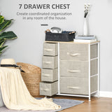 Commode 7 tiroirs, chiffonnier avec cadre métallique, commode en tissu pour salon