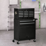 6-Drawer Tool Chest Set with 4 Wheels, Lockable Rolling Tool Box and Storage Cabinet for Garage Factory Workshop