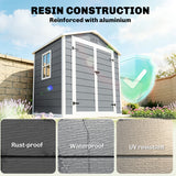 6x4.5FT Plastic Shed, Lockable Garden Tool Storage House with Double Doors and Vent